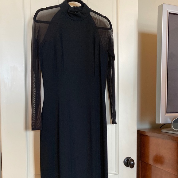 Vintage Kenar Black Mock Turtleneck Sheath Dress - Picture 2 of 6